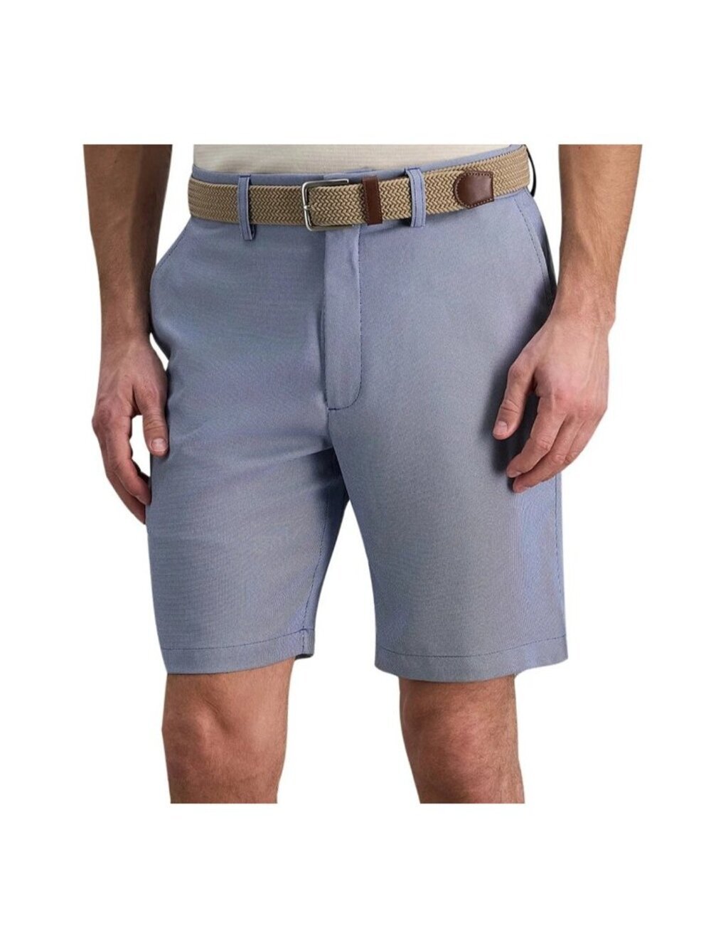 NWT Haggar Men's 34 Blue Pattern Performance Shorts Stretch 8" inseam